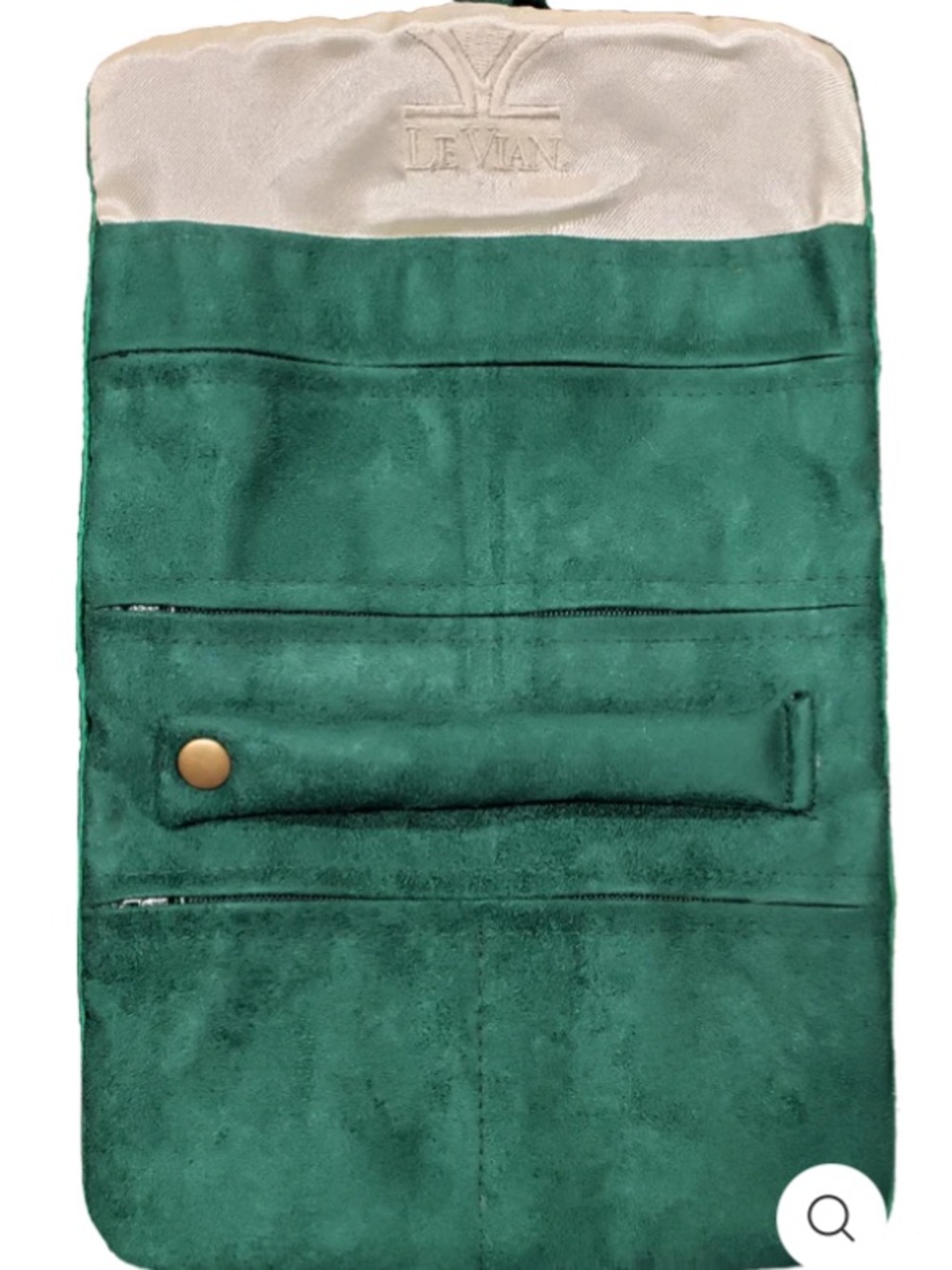 New Levian Green Suede Roll Jewelry Organizer